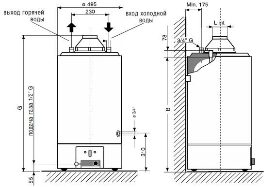 Водонагреватель газовый накопительный Ariston SGA 150 л