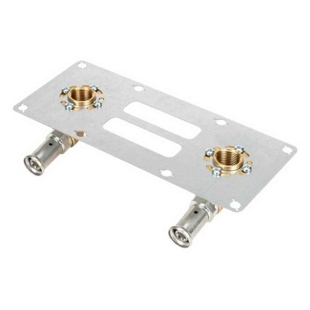 Водорозетка латунная HENCO 28PF Дн16x1/2″x16x1/2″ Ру16 двойная для гипсокартона, пресс