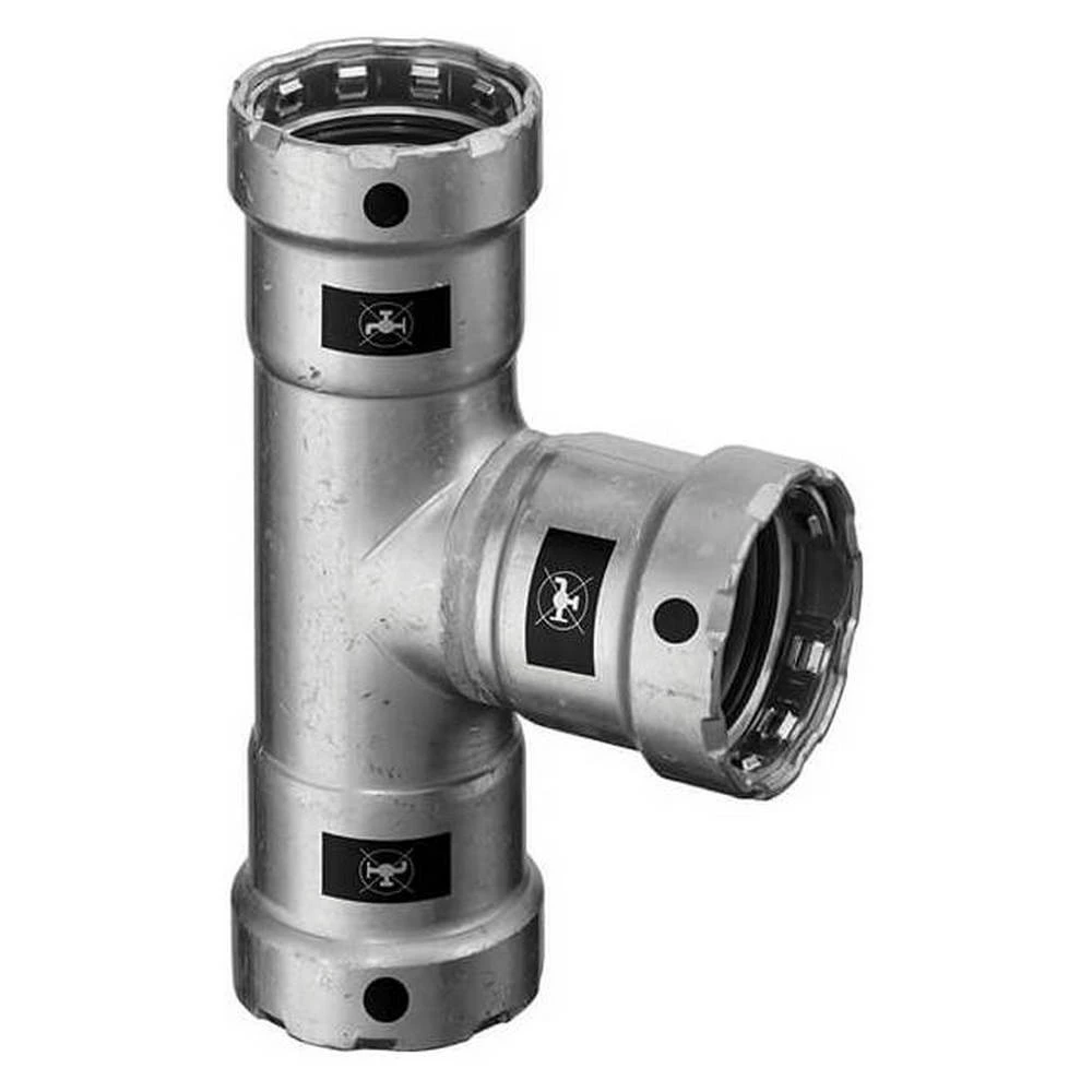 Тройник равнопроходной Viega Megapress с SC-Contur Дн1 1/4″ Ру16 стальной оцинкованный, присоединение - пресс