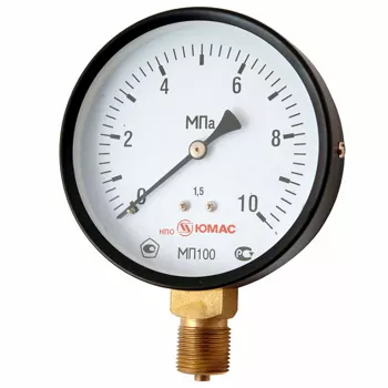 Манометр МП100 НПО Юмас 0-1.0МПа Дк100 радиальный, корпус 100мм, присоединение G1/2″
