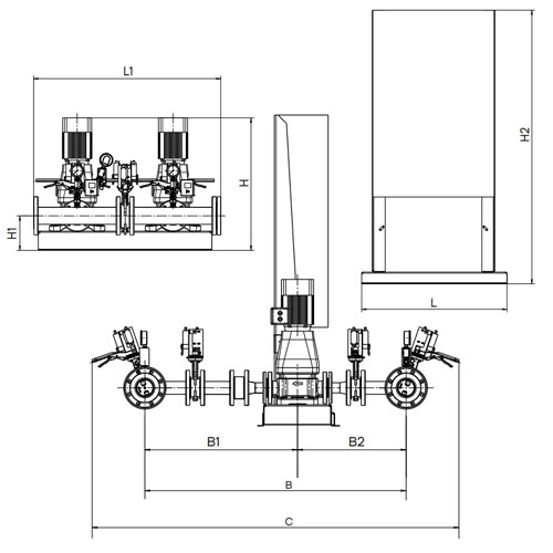 Насосная станция CNP PFFS2 CDM42-2-2S16S CDM1-7 поверхностная, корпус - чугун, мощность одного насоса - 5.5кВт, 380В