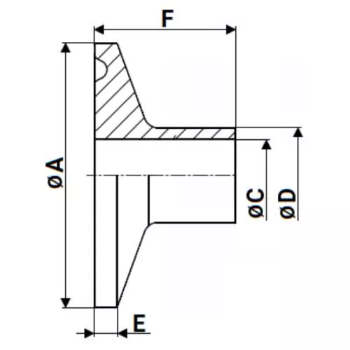 Штуцер CLAMP UC-31-W-50.5 Ду40 Ру10, корпус - нержавеющая сталь 304, присоединение - под приварку
