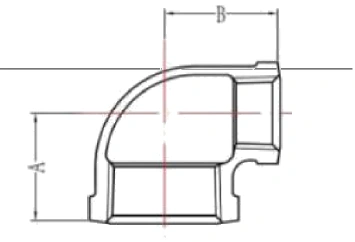 Угольник переходной Fittex 3/4″x1/2″ Ду20x15 Ру16 внутренняя/внутренняя резьба, корпус - чугун оцинкованный