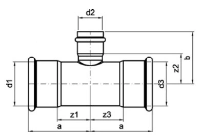 Тройник SANHA 9130 Дн35x22x35 Pу16 ВПр, переходной, из нержавеющей стали