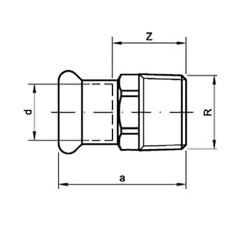 Муфта Sanha Therm 24243G Дн54x2″ Ру16 переходная, прессовые, ВПр-НР, корпус - нержавеющая сталь