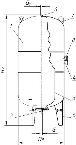 Гидроаккумулятор Wester WAV25 1 1/4″ 200 л Ру25 вертикальный, наружная резьба, корпус – углеродистая сталь