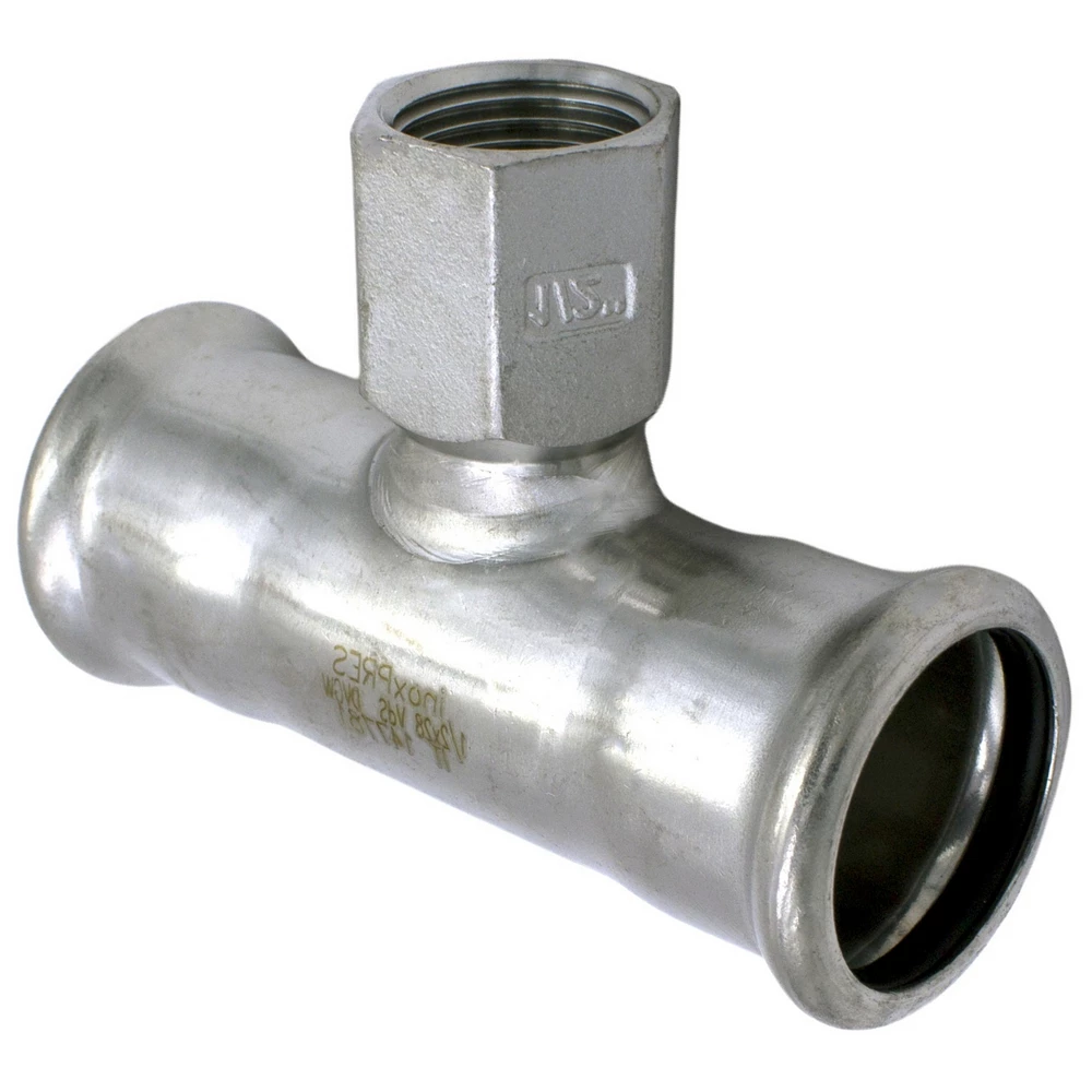 Тройник RM InoxPRES 189 Дн28х1/2″х28 Ру16 переходной, нержавеющая сталь AISI 316L, присоединение пресс/внутренняя резьба BSP