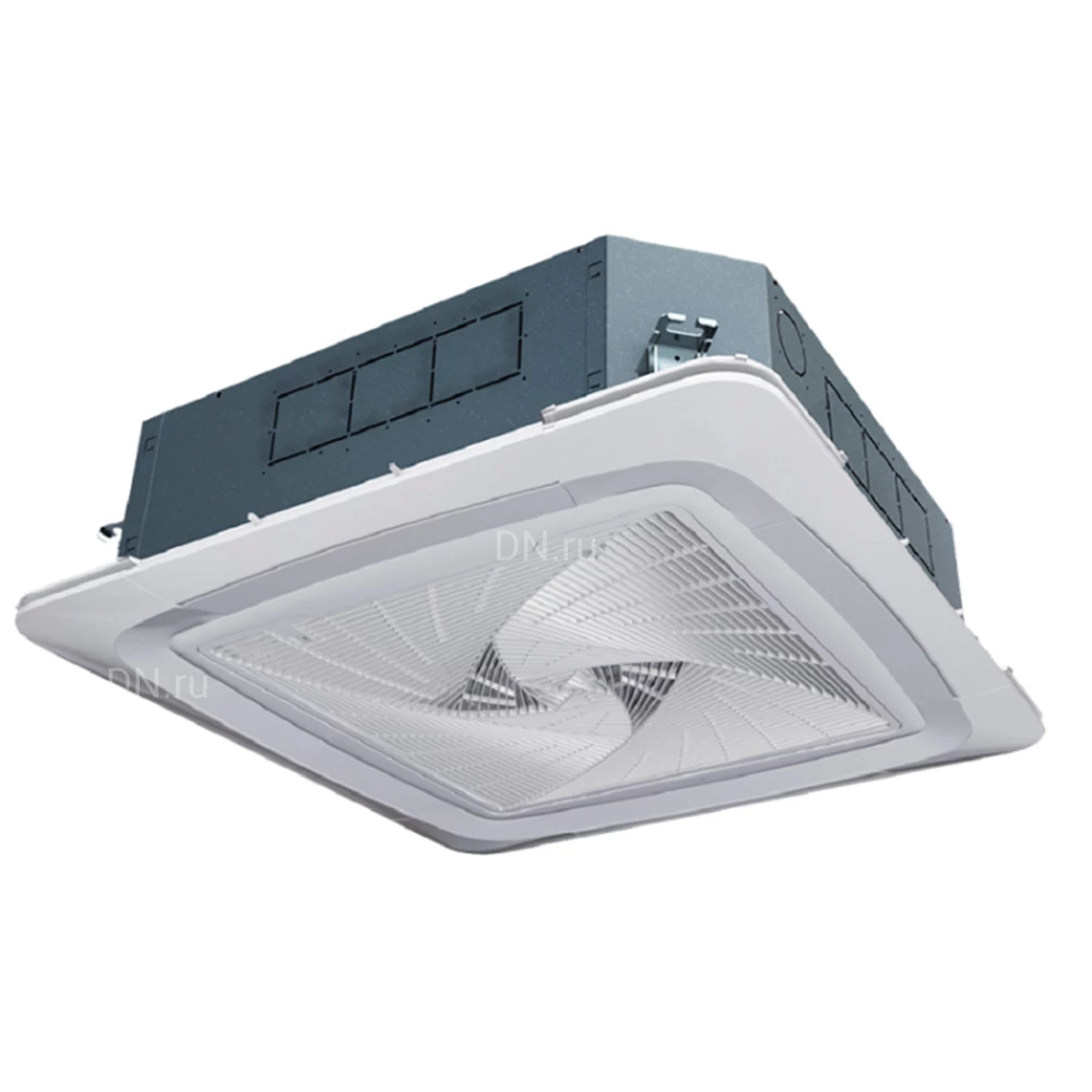 Фанкойл Haier FCB-040BCN2B кассетный, двухтрубный, мощность охлаждения - 3.6кВт, мощность обогрева - 6кВт, с ИК пультом, с круговым потоком, без панели, 230В