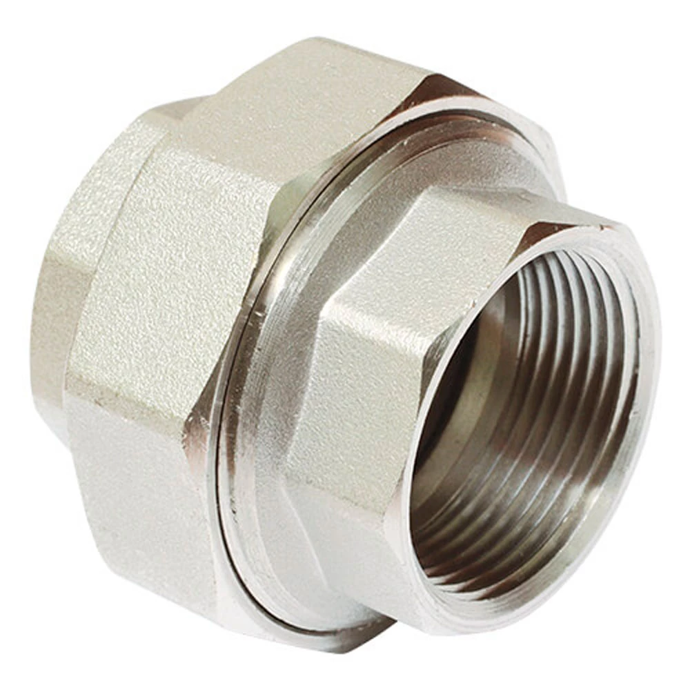 Соединитель ALTSTREAM (TEBO) 3/4″ Ду20 Ру40, прямой, корпус – никелированная латунь, американка внутренняя резьба