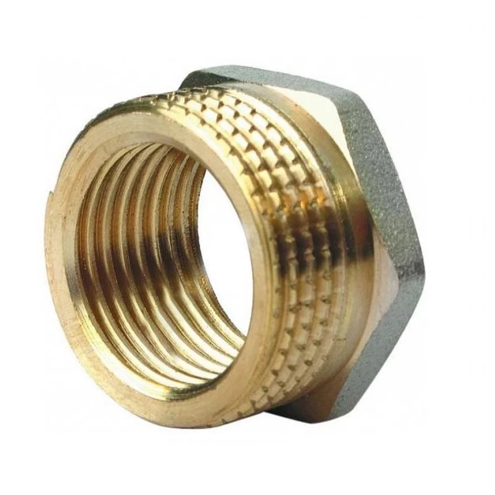 Футорка Aquasfera 9024 Ду40х32 (1 1/2″х1 1/4″) Ру16 НР/ВР латунная никелированная наружная/внутренняя резьба ГОСТ 32585-2013