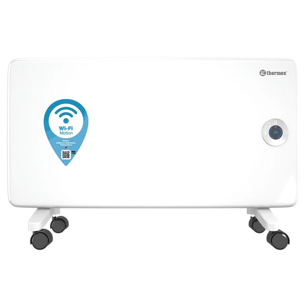 Конвектор электрический THERMEX Frame E Wi-Fi 2000E 2 кВт с электронным термостатом, ножки с шасси, белый
