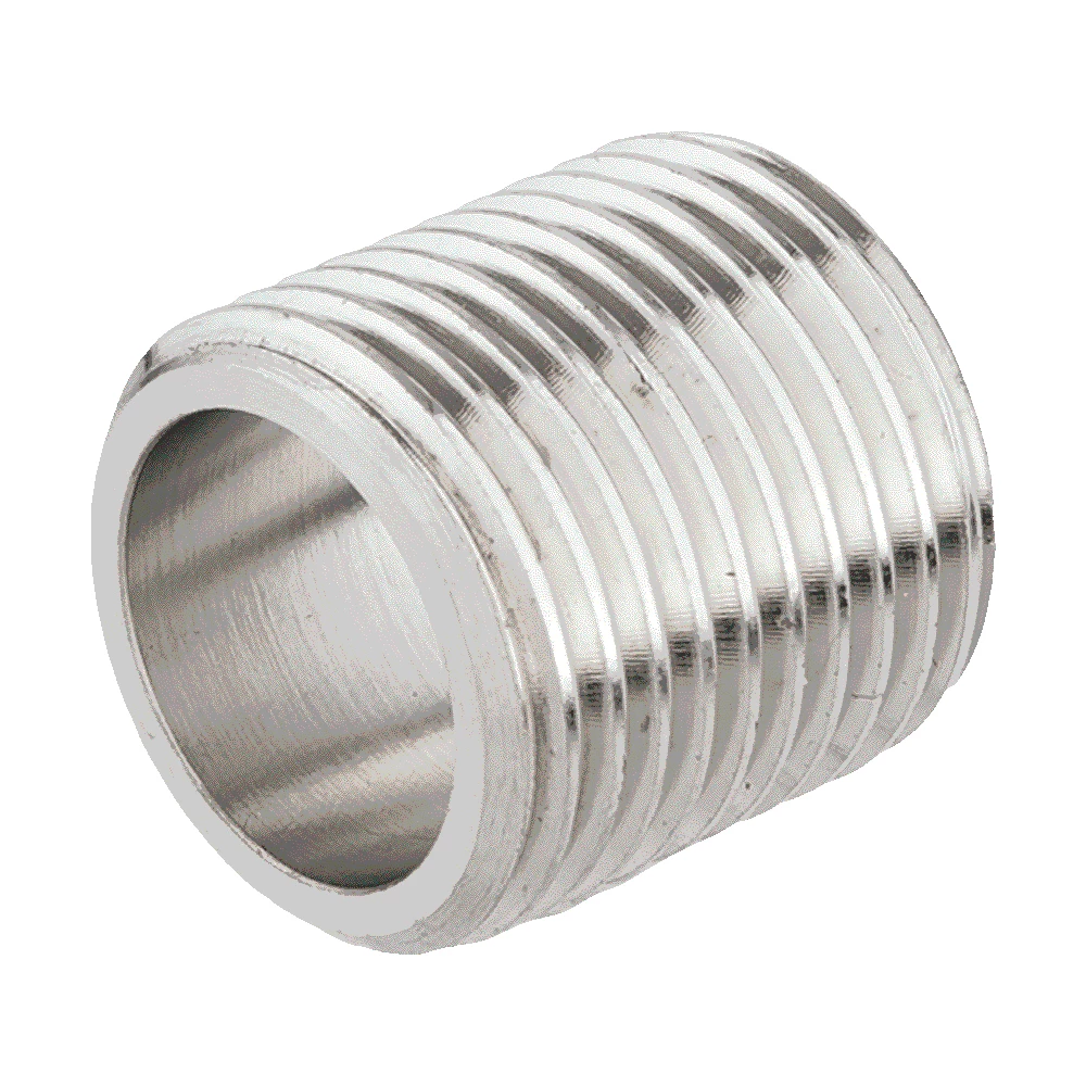 Ниппель с полной резьбой AQUALINK 1/2″x1/2″ Ду15x15 Ру35 наружная резьба никелированный, латунный