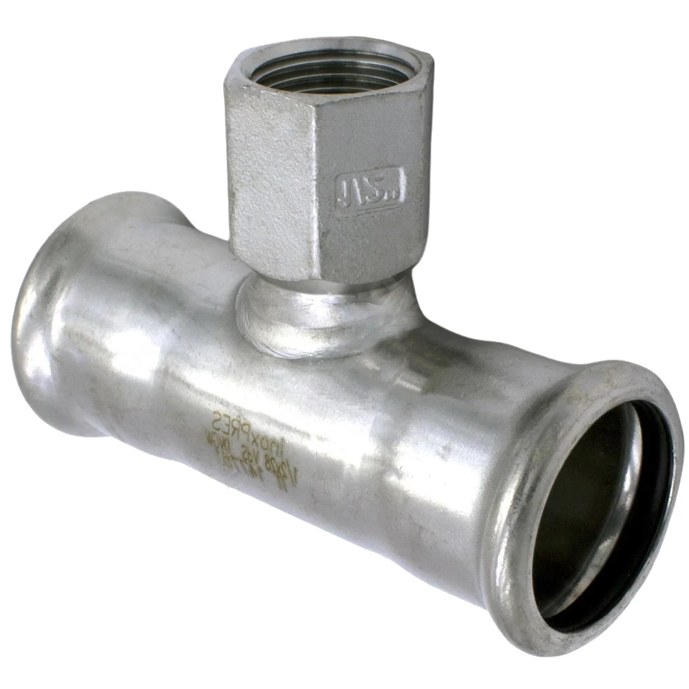 Тройник RM InoxPRES 189 Дн54х1/2″х54 Ру16 переходной, нержавеющая сталь AISI 316L, присоединение пресс/внутренняя резьба BSP