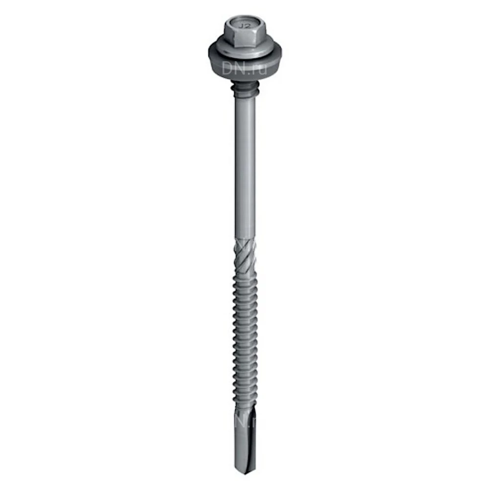 Шуруп самосверлящий EJOT SAPHIR JT2-D-12H-5.5/6.3х160 E19 диаметр 5.5/6.3мм, длина 160мм, толщина соединительных деталей 90-125мм, материал - углеродистая сталь с покрытием Climadur, уплотнительная шайба E19 с EPDM прокладкой, упаковка - 100шт
