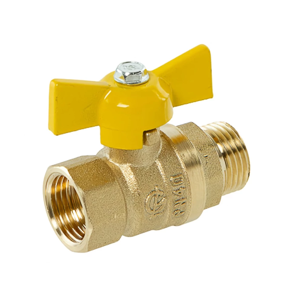Кран шаровой ГАЛЛОП Стандарт 231 1/2″ Ду15 Ру40 ГАЗ полнопроходной, латунь, уплотнение - PTFE, внутренняя резьба / наружная резьба, ручка-бабочка