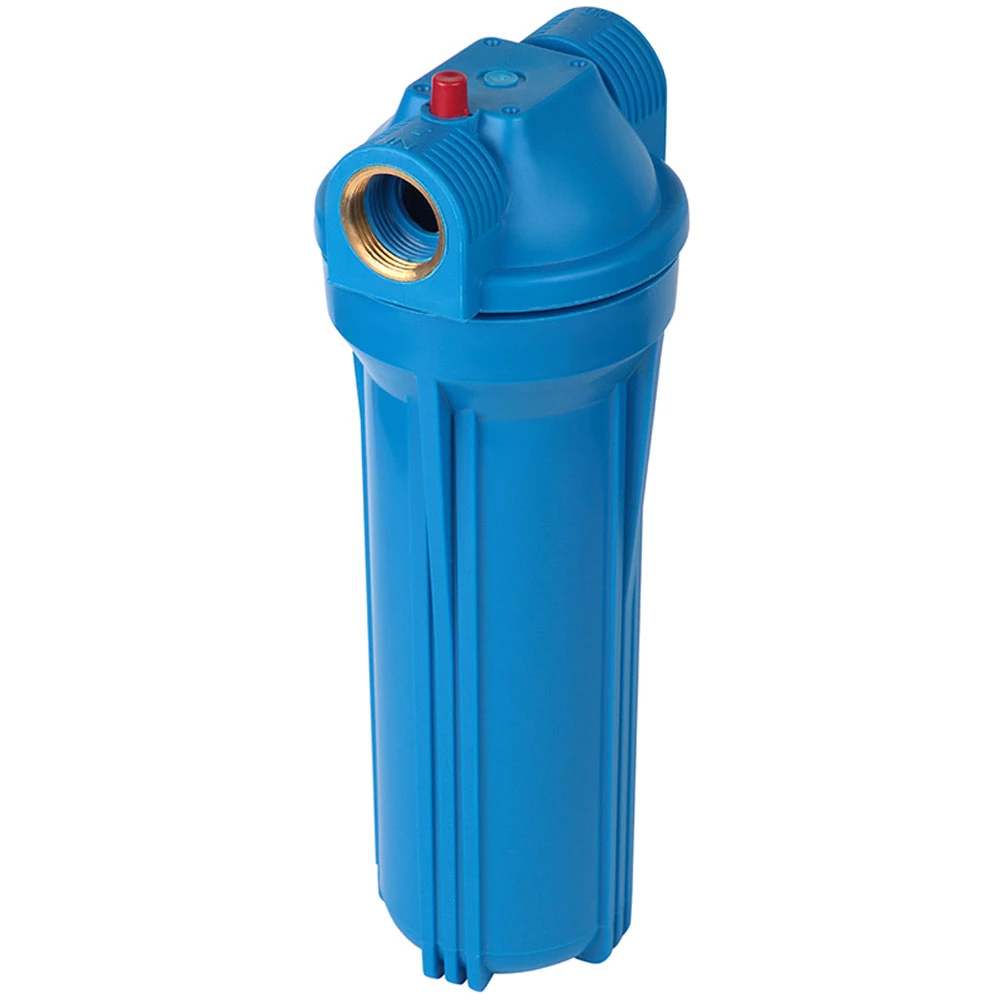 Фильтр магистральный Акватек FMB 1/2″ Ду15 Ру6 для холодной воды, без картриджа, непрозрачный синий корпус 10″, присоединение - внутренняя резьба