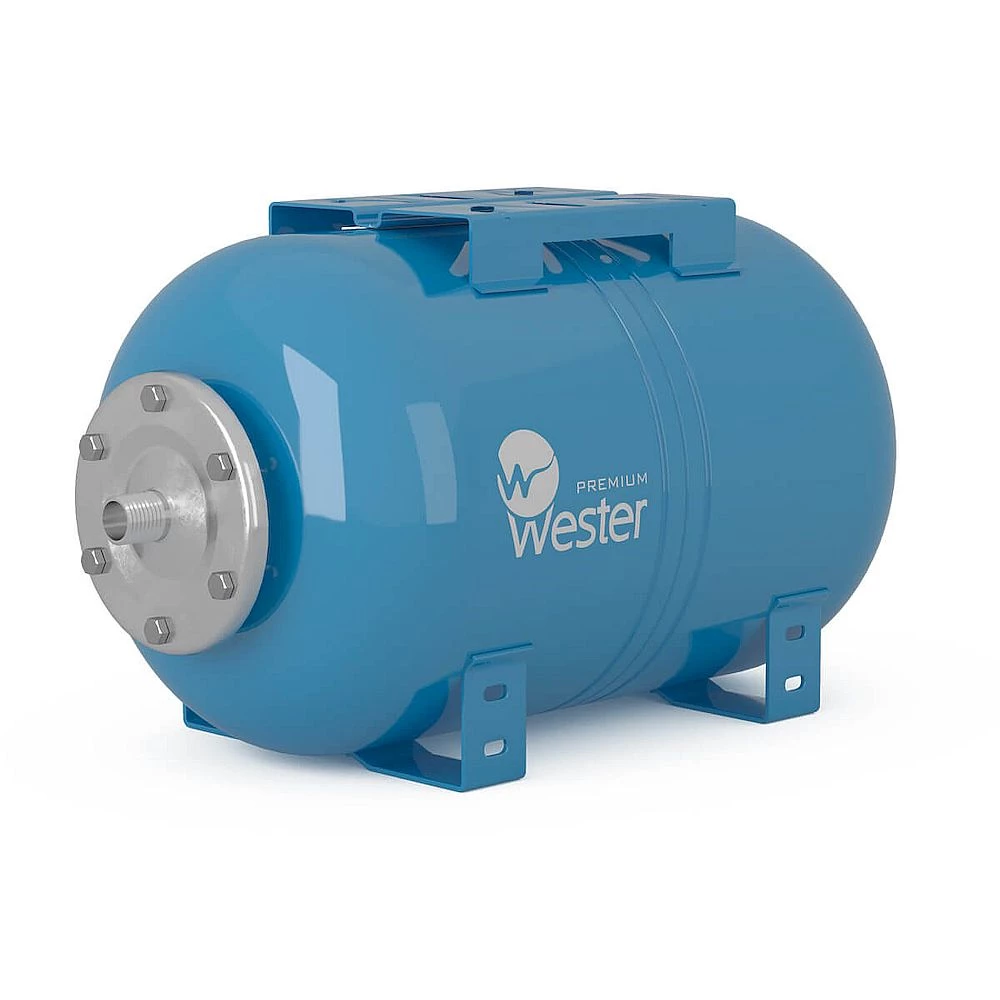 Гидроаккумулятор Wester Premium WAO 1″ 24 л Ру10 горизонтальный, наружная резьба, корпус – углеродистая сталь