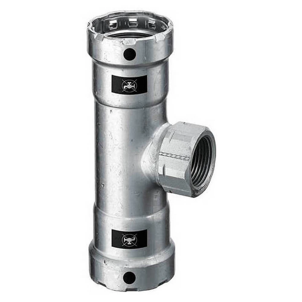 Тройник равнопроходной Viega Megapress с SC-Contur Дн1/2″ Ру16 стальной оцинкованный, присоединение - пресс/внутренняя резьба