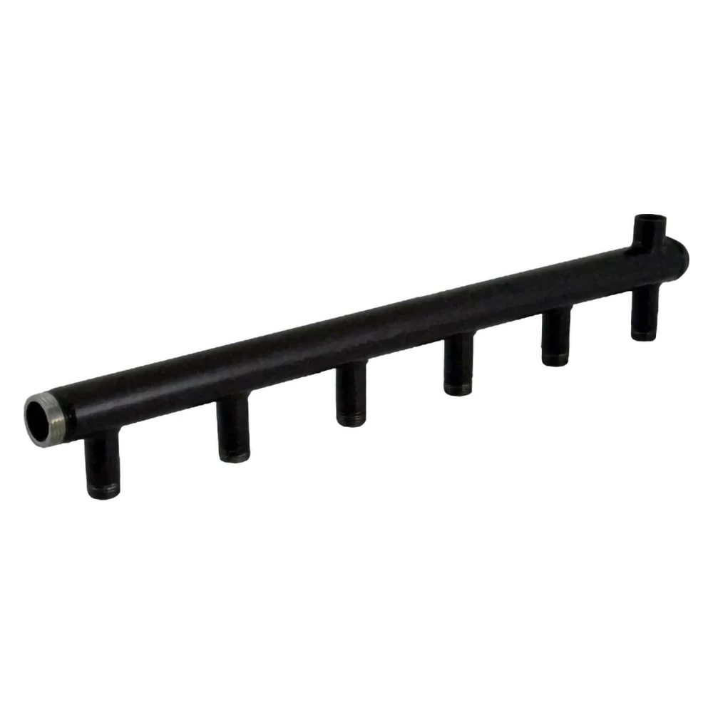 Коллектор Элит Металл EM100 Ду40 Ру10, выходов-3х3/4″ наружная резьба, присоединение - наружная резьба 1/2″, межосевое расстояние 100 мм, сталь