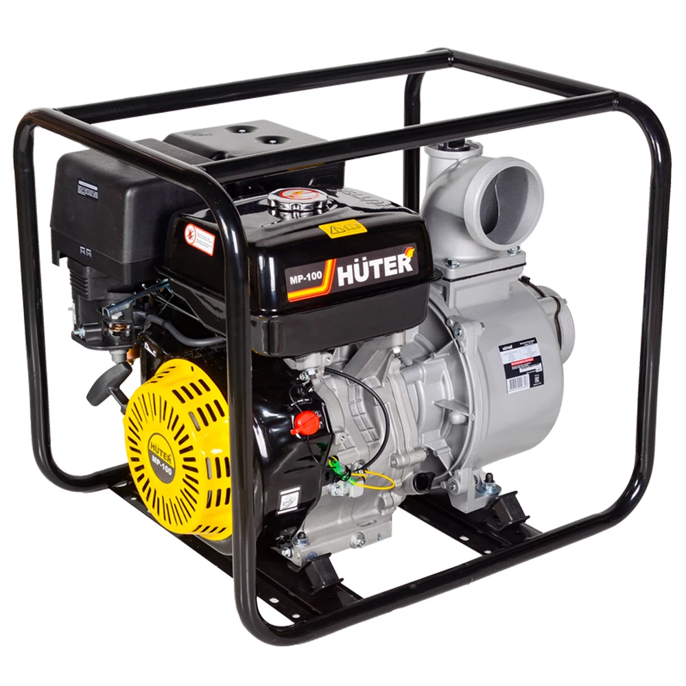 Мотопомпа HUTER MP-100 поверхностная, напор - 32м, производительность - 1800л/мин