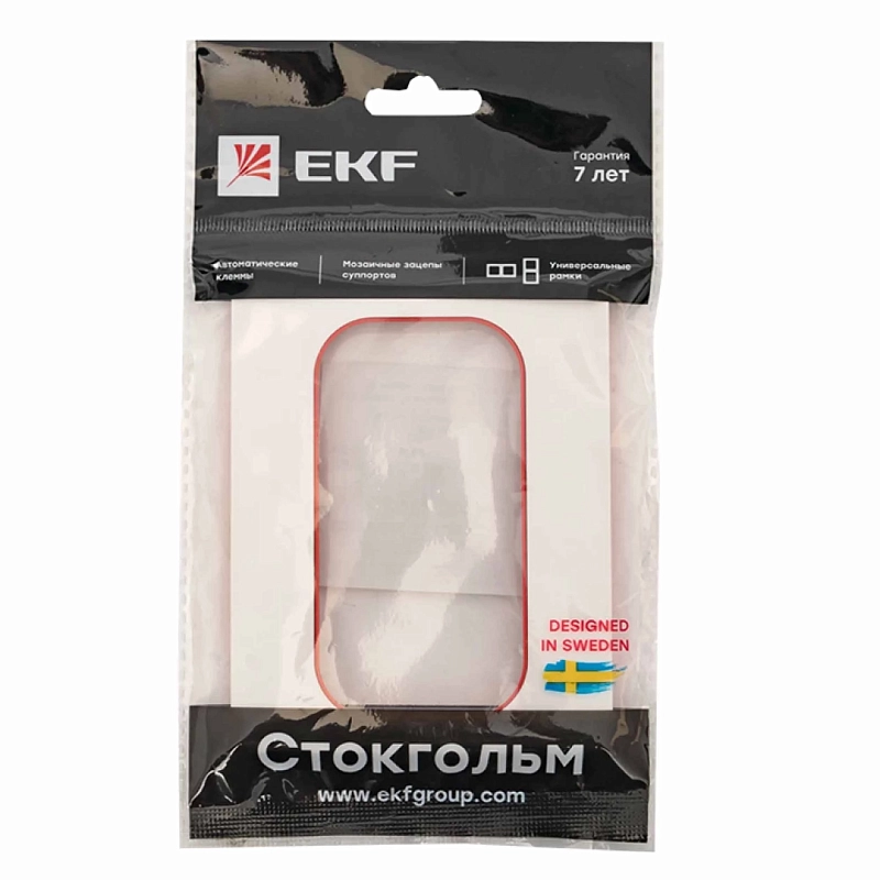 Рамка EKF PROxima Стокгольм 2 поста 82х100х8 мм, корпус - поликарбонат, монтаж - универсальный, цвет - белый линия красная EYM-G-304-20