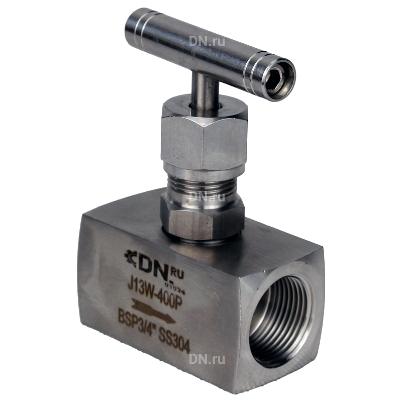 Клапан игольчатый VN3131M-T-Ht 1 1/2″ Ду40 Ру400 резьбовой, корпус - нержавеющая сталь 304, уплотнение - металл, с Т-образной рукояткой