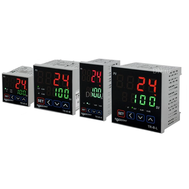 Контроллер температурный INNOCONT TR-B-S, 2 дисплея, 4 разряда, 2 аварийных выхода, 110-220В, выход - реле + твердотельное реле