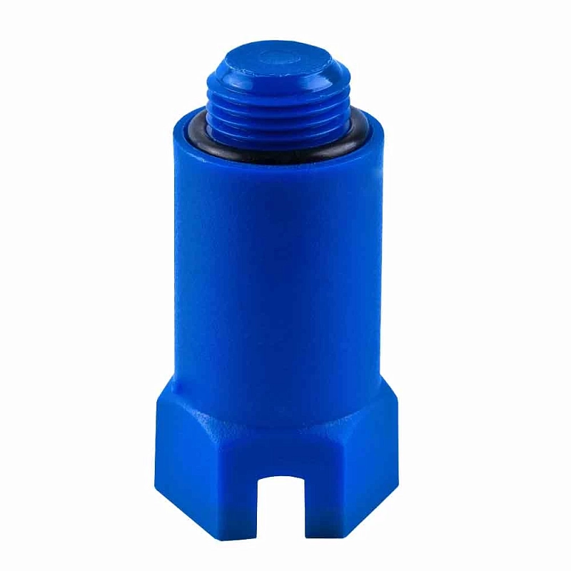 Заглушка РОС 1/2″ Ду15 Ру10 L=68мм для водорозетки, корпус - пластик, наружная резьба, цвет - синий