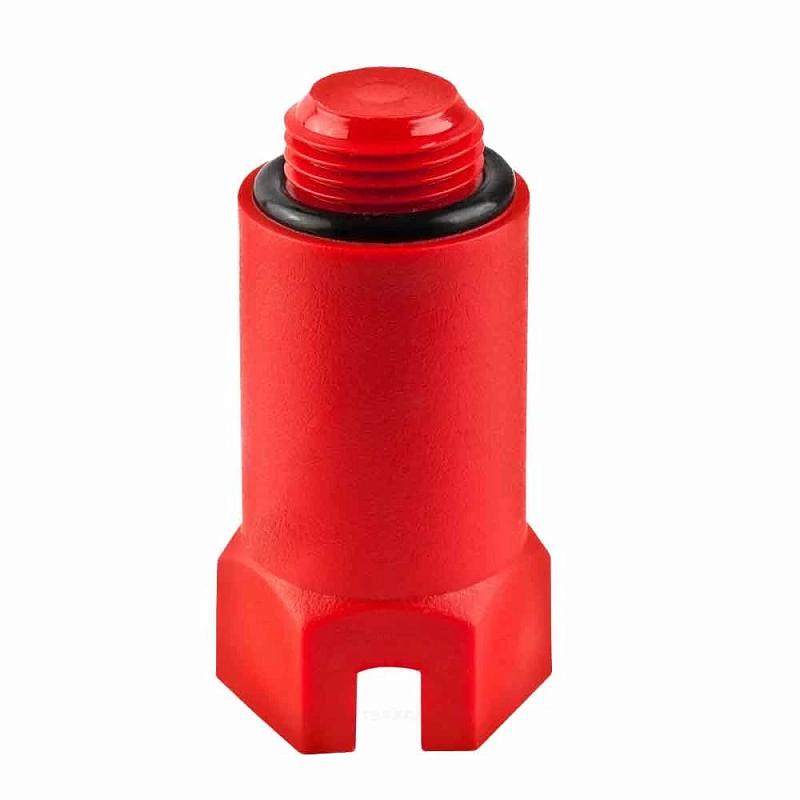 Заглушка РОС 1/2″ Ду15 Ру10 L=68мм для водорозетки, корпус - пластик, наружная резьба, цвет - красный