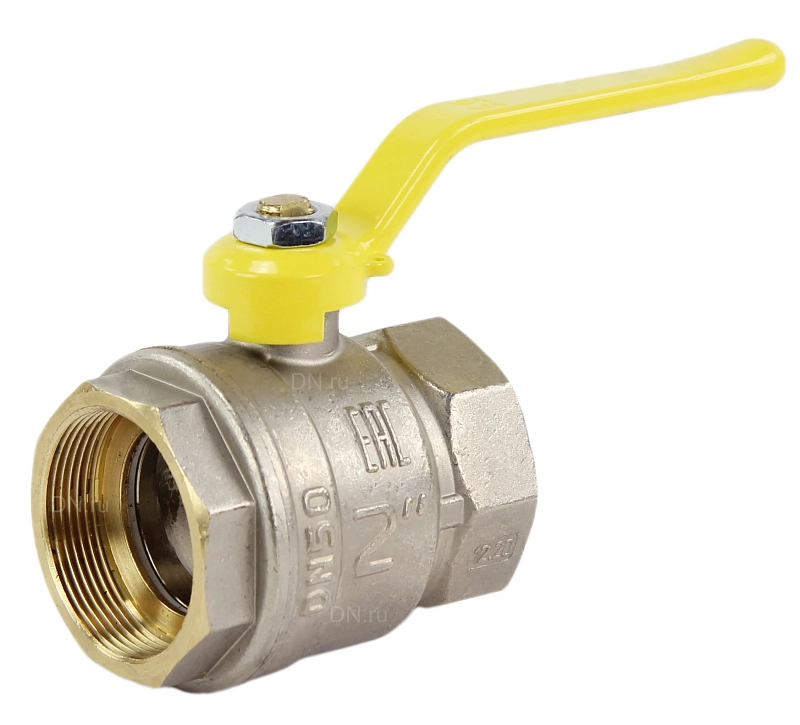 Кран шаровой LD Pride 47.25.В-В.Р GAS (аналог 11Б27П) 1″ Ду25 Ру40 ГАЗ полнопроходной, двухходовой, латунь ЛС59-1 никелированная, уплотнение - фторопласт, внутренняя резьба, ручка-рычаг