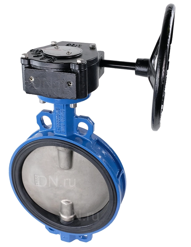 Затвор дисковый поворотный Tecofi VPI 4449-08 Ду250 Ру16 межфланцевый, корпус - ковкий чугун EN-GJS-500-7, диск - нержавеющая сталь CF8M, уплотнение - EPDM, с редуктором