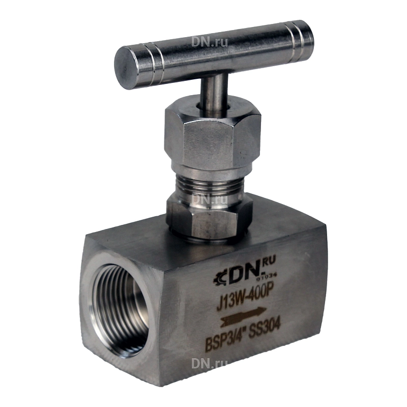 Клапан игольчатый VN3131M-T-Ht 1 1/2″ Ду40 Ру400 резьбовой, корпус - нержавеющая сталь 304, уплотнение - металл, с Т-образной рукояткой