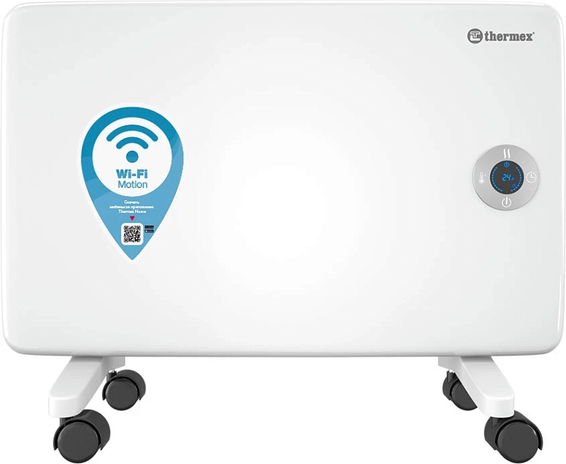 Конвектор электрический THERMEX Frame E Wi-Fi 1000E 1 с электронным термостатом, ножки с шасси, белый