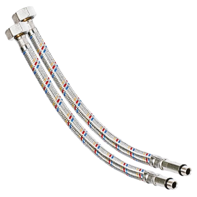 Комплект подводки гибкой для смесителя ALTSTREAM Super 1/2″хМ10х18-1/2″хМ10х35 0,8м оплетка нержавеющая сталь, накидная гайка/штуцер