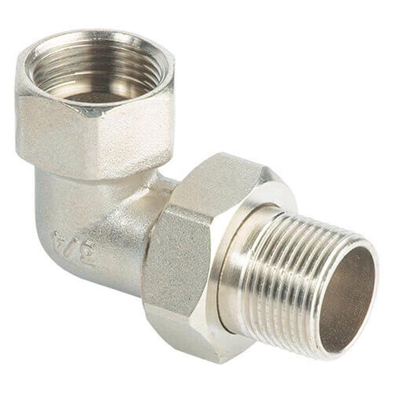 Соединитель ALTSTREAM (TEBO) 1 1/4″ Ду32 Ру25, угловой, корпус – никелированная латунь, американка внутренняя/наружная резьба
