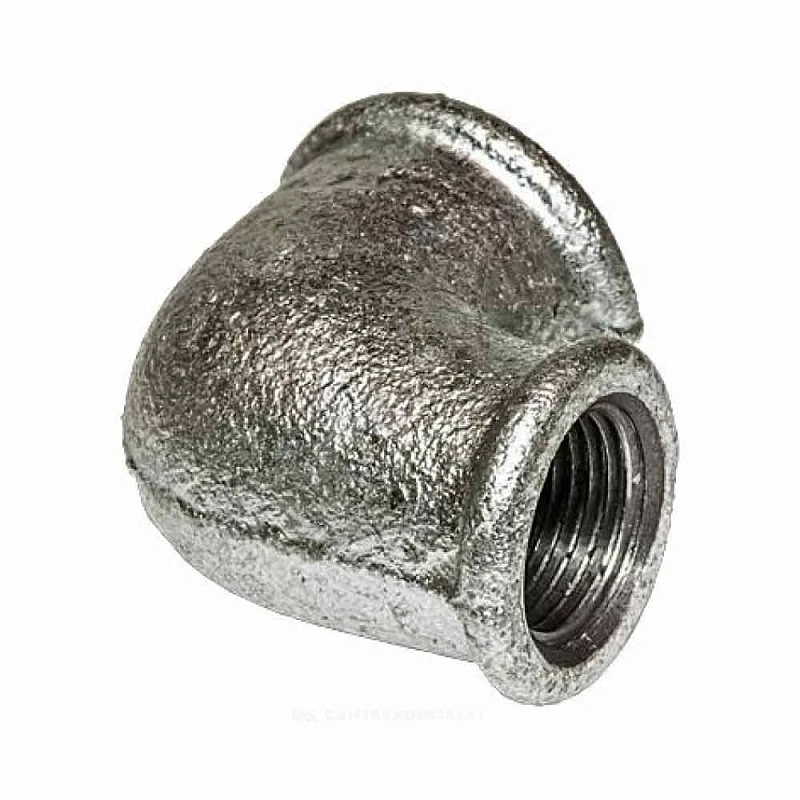 Угольник переходной Fittex 3/4″x1/2″ Ду20x15 Ру16 внутренняя/внутренняя резьба, корпус - чугун оцинкованный