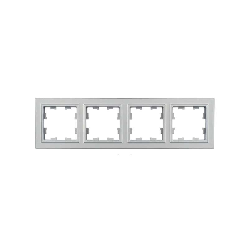 Рамка IEK BRITE 4 поста 84х298х11 мм, корпус - пластик, монтаж - универсальный, цвет - алюминий BR-M42-K47