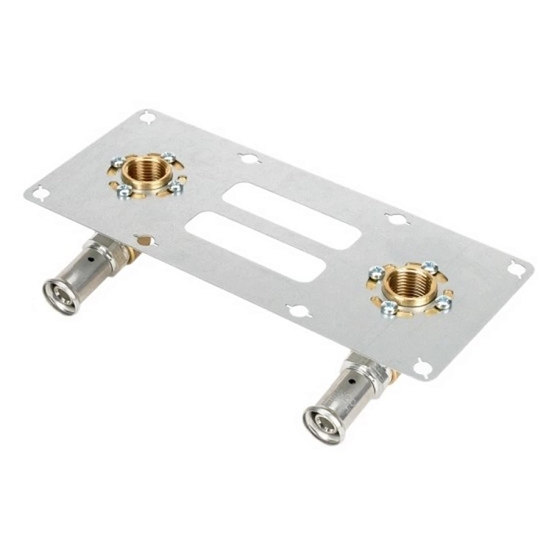 Водорозетка латунная HENCO 28PF Дн16x1/2″x16x1/2″ Ру16 двойная для гипсокартона, пресс