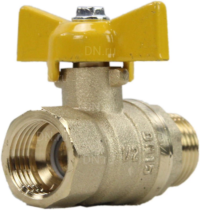 Кран шаровой ГАЛЛОП Стандарт 231 1/2″ Ду15 Ру40 ГАЗ полнопроходной, латунь, уплотнение - PTFE, внутренняя резьба / наружная резьба, ручка-бабочка