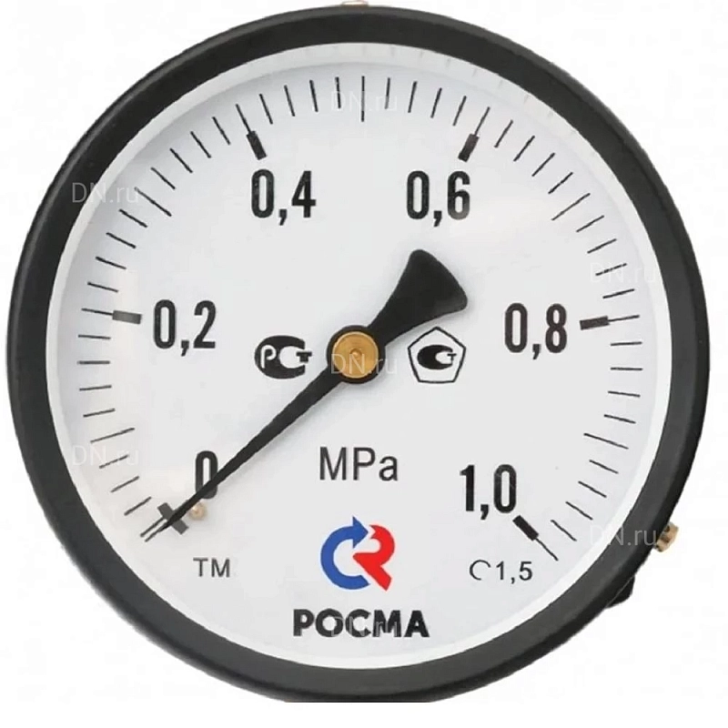 Мановакуумметр Росма ТМВ-310Т.00 (-0.1-0.9 МПа) G1/4 1.5 общетехнический 63 мм, осевое присоединение -0.1-0.9 МПа резьба G1/4 класс точности 1.5