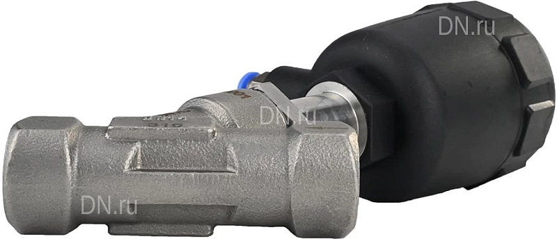 Клапан отсечной пневматический 1/2″ Ду15 Ру25, корпус - нержавеющая сталь SS316, резьбовой, Y-образный, корпус привода - пластик (VSP3241P-T-1PNC)