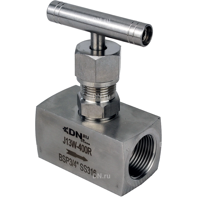 Клапан игольчатый VN3232M-T-Ht 2″ Ду50 Ру400 резьбовой, корпус - нержавеющая сталь 316, уплотнение - металл, с Т-образной рукояткой