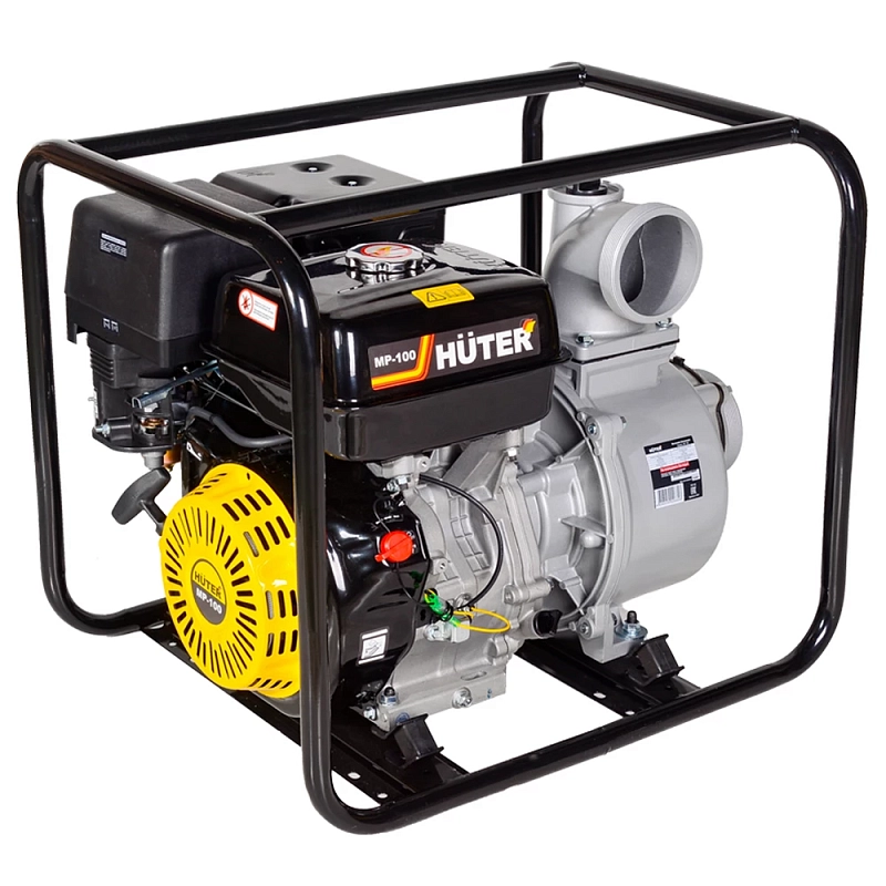 Мотопомпа HUTER MP-100 поверхностная, напор - 32м, производительность - 1800л/мин