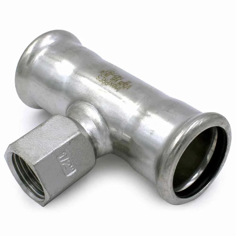 Тройник RM InoxPRES 189 Дн28х1/2″х28 Ру16 переходной, нержавеющая сталь AISI 316L, присоединение пресс/внутренняя резьба BSP